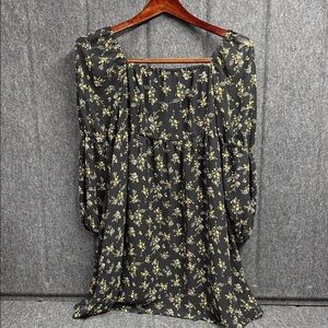 Exlura Chic Black Floral Midi Dress
